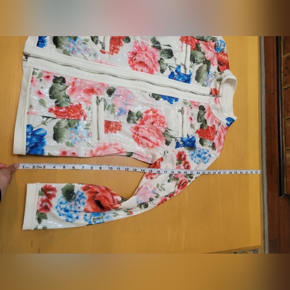 Boston Proper Brand Women's Sequin Floral Zip Up Jacket Size XL - Picture 6 of 8